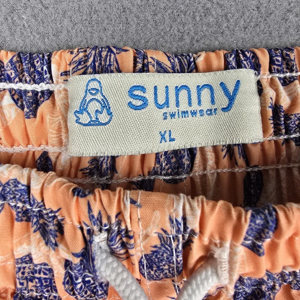 Sunny Pineapple Swim Trunks Shorts Mens XL Orange‎ Blue Swinger Party Beach Fun
